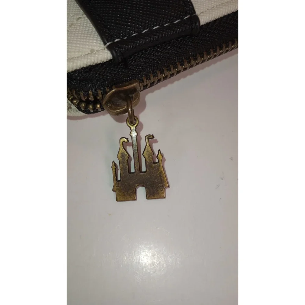 LOUNGEFLY Disney Princess Silhouette Zip-Around Wallet Bow Black Ivory *Flaw*